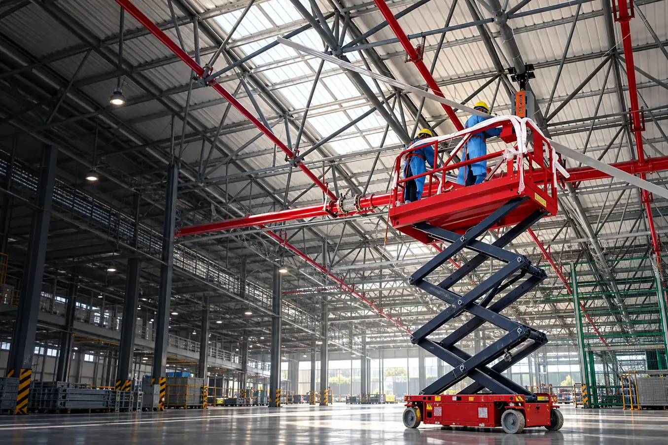 RTFANS industrial HVLS fan installation inside a large warehouse